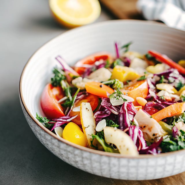 Kale Rainbow Detox Salad with Lemon Vinaigrette