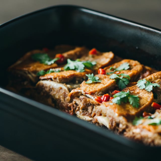 Layered BBQ Chicken & Sweet Potato Enchilada Casserole
