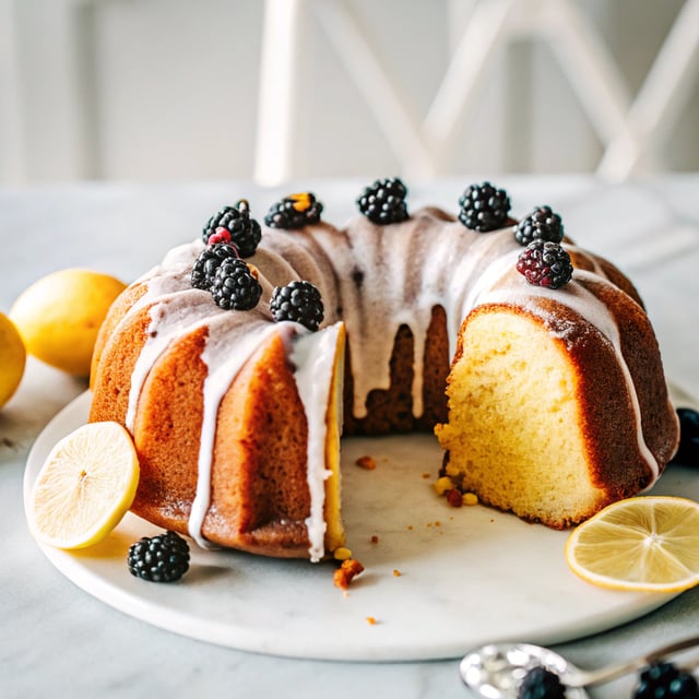 Lemon Blackberry Yogurt Bundt Cake