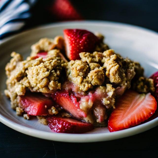 Lightened-up Vanilla Strawberry Rhubarb Crisp (vegan, gluten free)