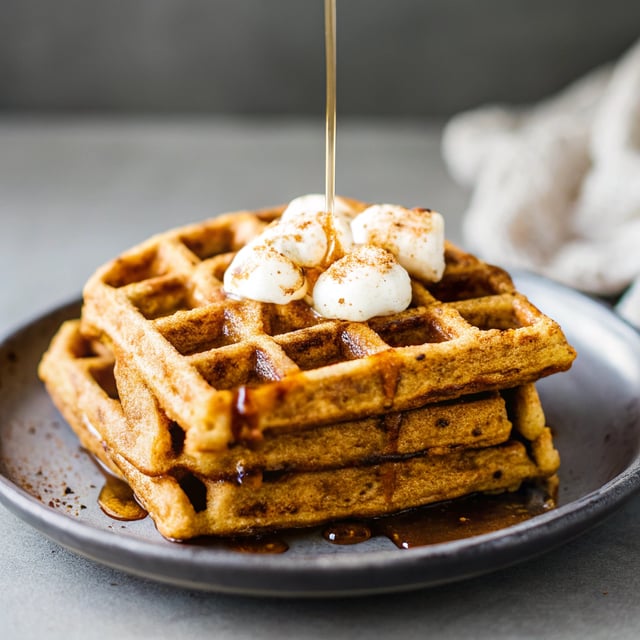 Maple Cinnamon Sweet Potato Protein Waffles