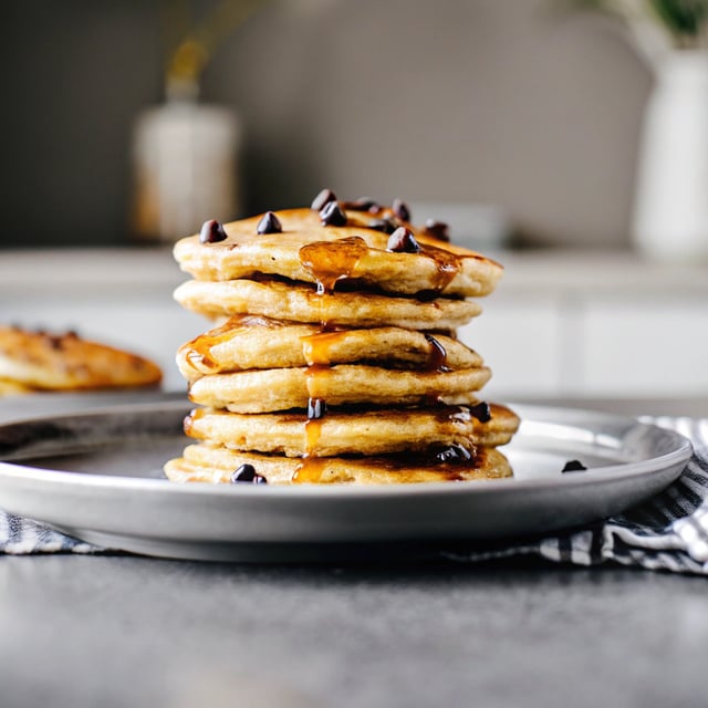 Mini Whole Wheat Vanilla Yogurt Dark Chocolate Chip Pancakes