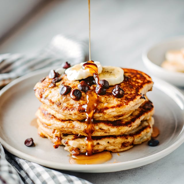 Oatmeal Chocolate Chip Banana Pancakes {healthy, vegan + gluten-free}