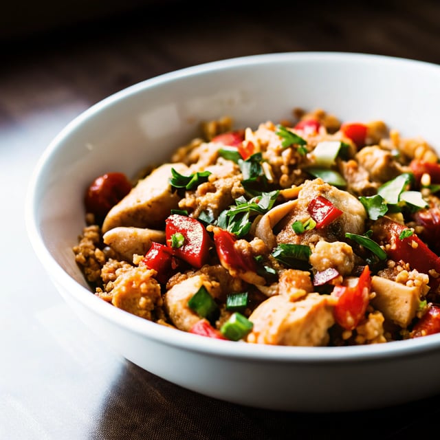One Pan Creamy Thai Peanut Chicken Couscous
