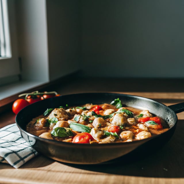 One Pan Creamy Tomato Gnocchi with Chicken Sausage