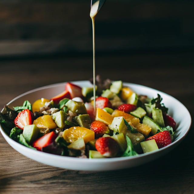 Orange Strawberry Avocado Salad with Citrus Poppyseed Dressing