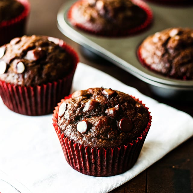 Paleo Double Chocolate Tahini Banana Muffins