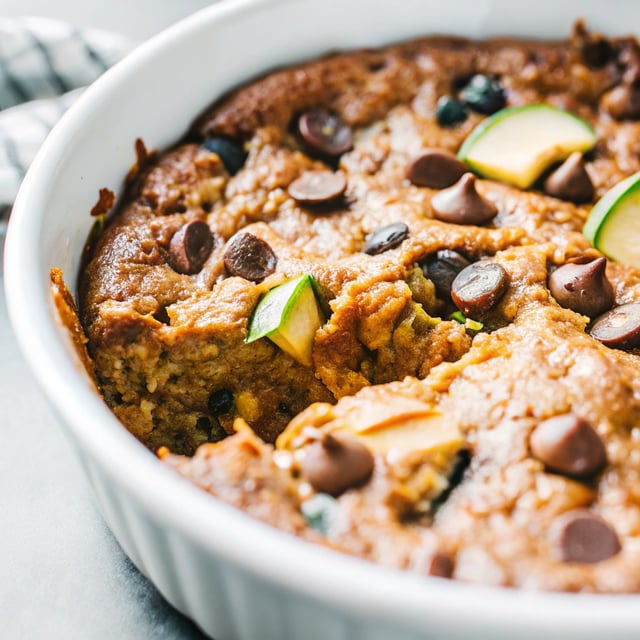 Peanut Butter Chocolate Chip Zucchini Baked Oatmeal