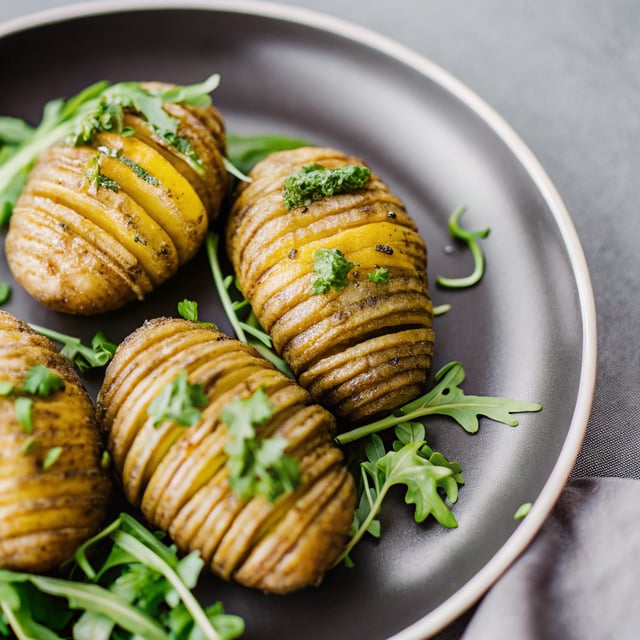 Roasted Garlic Basil Pesto Potatoes with Arugula from Oh She Glow Every Day