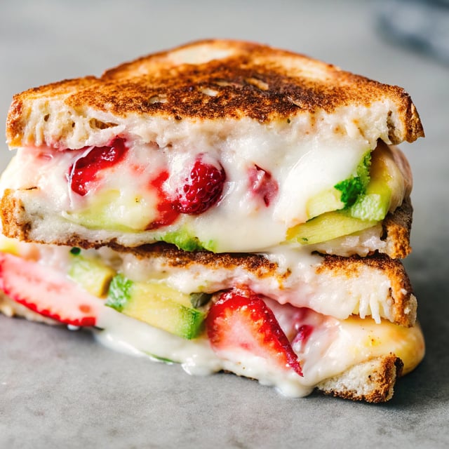 Roasted Strawberry, Avocado and Mozzarella Grilled Cheese