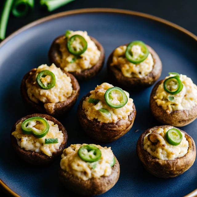 Scallion Jalapeño Popper Stuffed Mushrooms