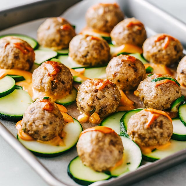 Sheet Pan Zucchini Chicken Meatballs with Coconut Curry Sauce