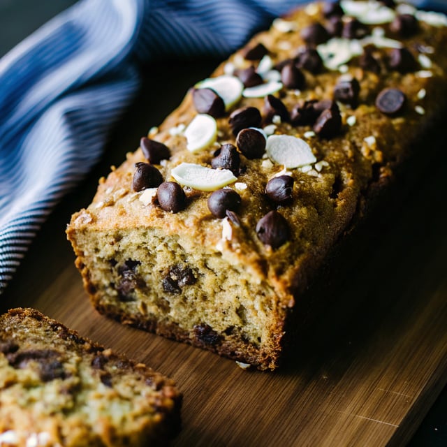 Skinny Chocolate Coconut Oatmeal Banana Bread