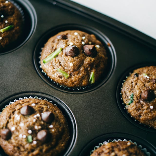 Skinny Zucchini Banana Chocolate Chip Muffins {healthy, low-fat}