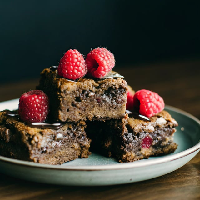 Small Batch Paleo Almond Flour Brownies with Raspberries