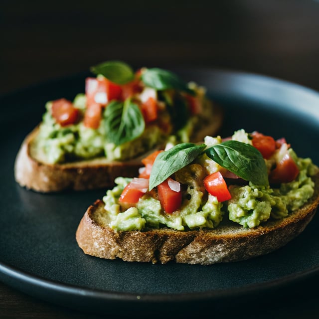 Smashed Avocado + Tomato Basil Bruschetta