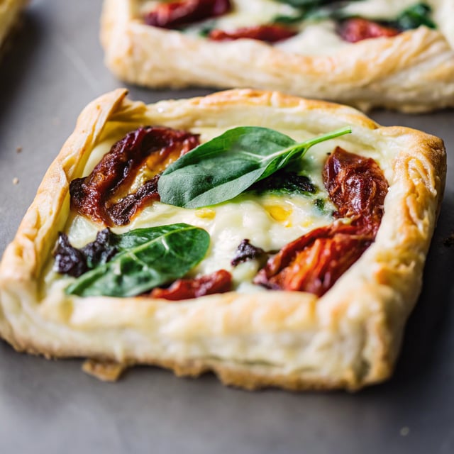 Spinach, Sun-Dried Tomato & Basil Puff Pastry Quiche