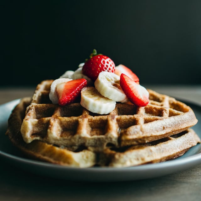 Strawberry Banana Oatmeal Greek Yogurt Waffles (gluten free!)
