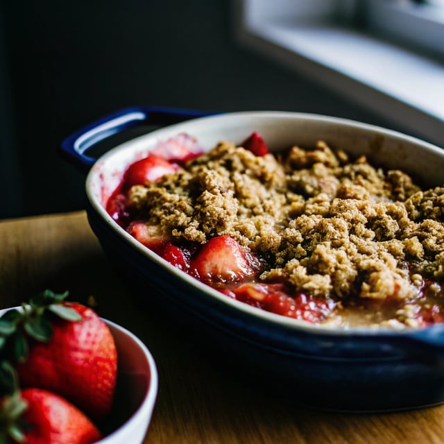 Strawberry Crisp with Peanut Butter Oatmeal Cookie Crumble