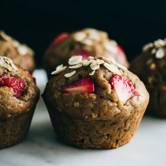Strawberry Kissed Almond Butter Oatmeal Muffins