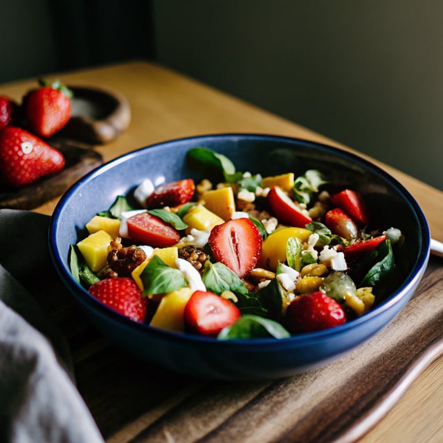 Strawberry, Mango, & Kiwi Spinach Salad