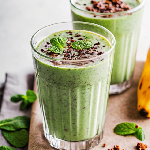 Superfood Mint Cacao Nib Protein Green Smoothie