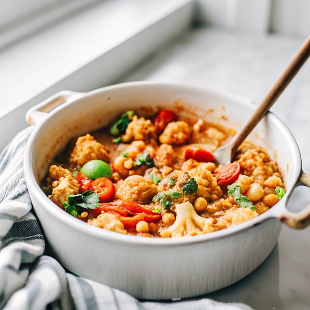 Thai Peanut Coconut Cauliflower Chickpea Curry