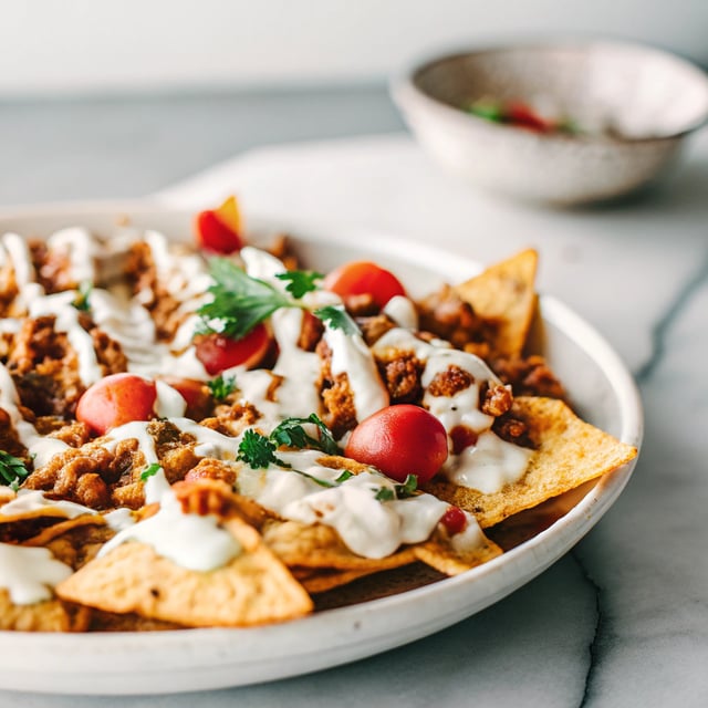 Tofu Vegan Nachos with Cashew Cheese Sauce