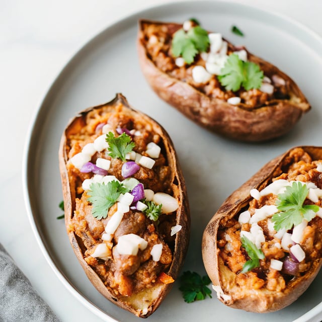 Ultimate Chili-Stuffed Sweet Potato Skins