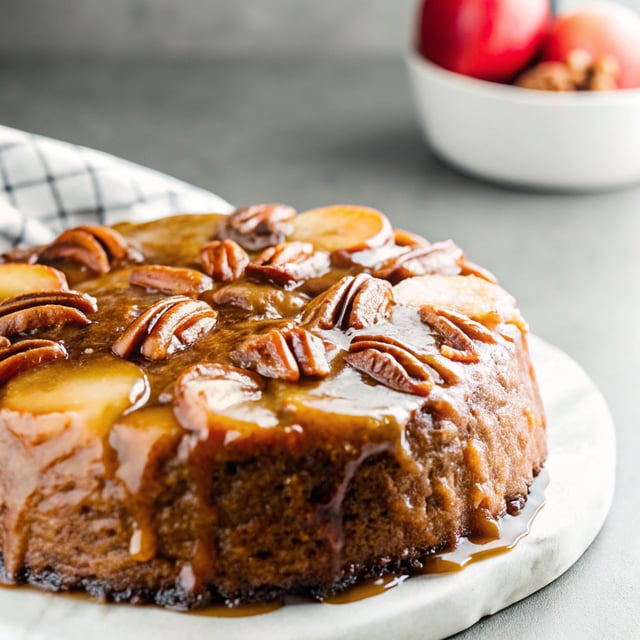Upside-Down Salted Caramel Apple Pecan Cake