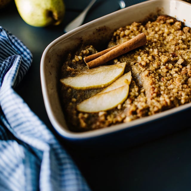 Vanilla Brown Butter Pear Baked Oatmeal
