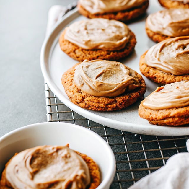 Vanilla Brown Sugar Oatmeal Latte Cookies with Espresso Icing