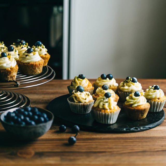 Vegan and Gluten Free Lemon Blueberry Pistachio Cupcakes