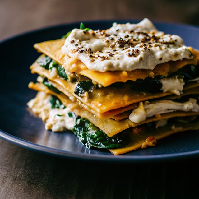 Vegan Butternut Squash Lasagna with Garlic Tahini Tofu Cream