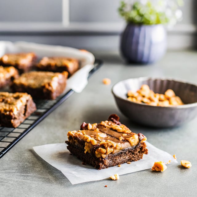 Vegan Double Chocolate Peanut Butter Caramel Bars
