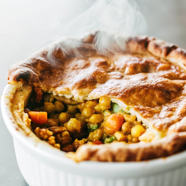 Vegan & Gluten Free Curry Chickpea Pot Pie with Sweet Potato 'Crust'