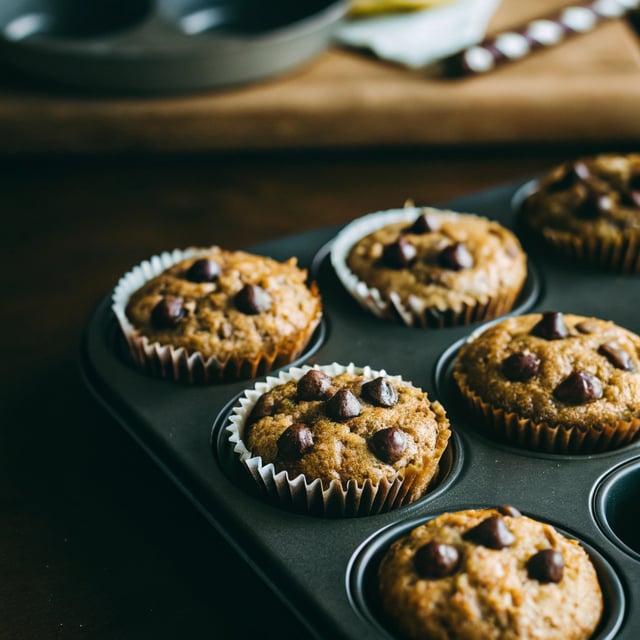 Vegan Paleo Banana Muffins with Chocolate Chips