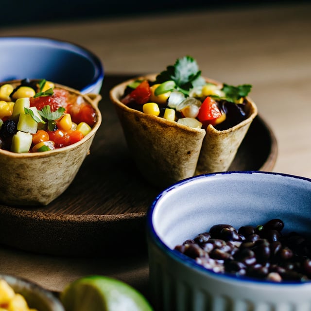 Vegetarian Plantain & Black Bean Taco Cups