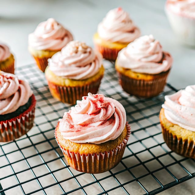 White Chocolate Coconut Cupcakes with Strawberry Buttercream