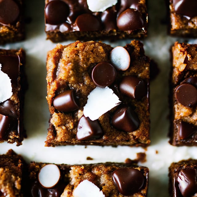 Whole Wheat Coconut Oatmeal Dark Chocolate Chunk Bars