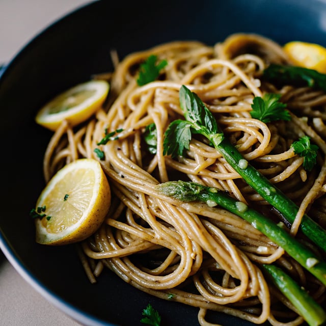Whole Wheat Lemon Spaghetti with Asparagus