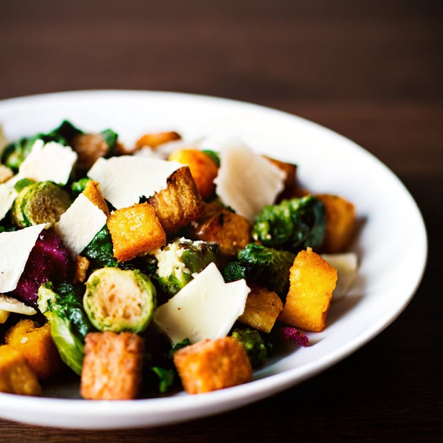 Winter Butternut Squash Brussels Sprouts Caesar Salad