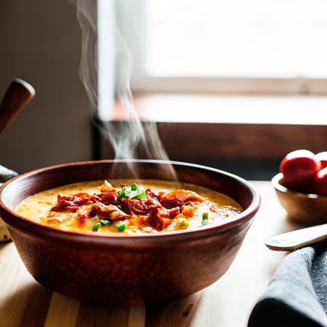 Cheddar and Ale Soup with Potato & Bacon
