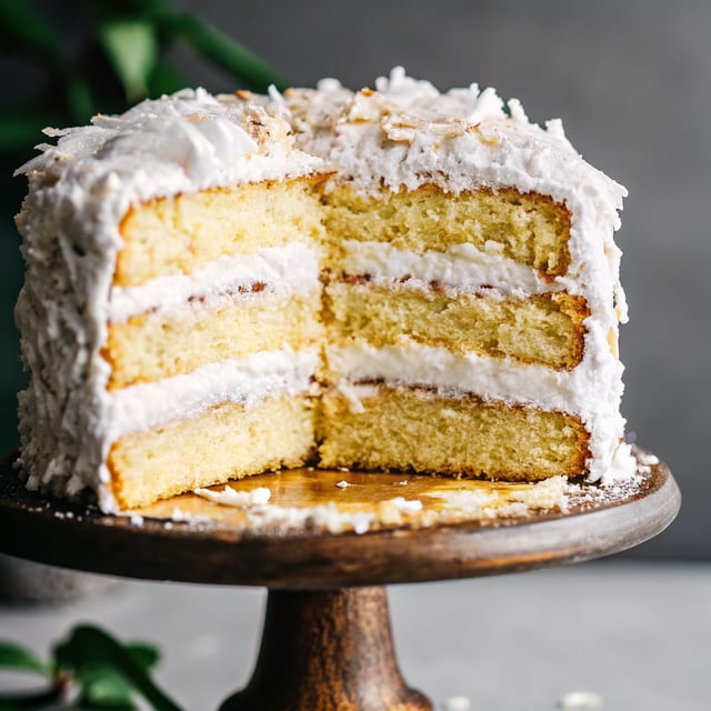 Coconut Cake with Coconut Meringue Buttercream Frosting