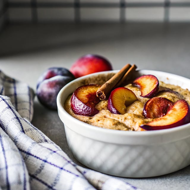 Overnight Chilled Plum-Oatmeal Pudding