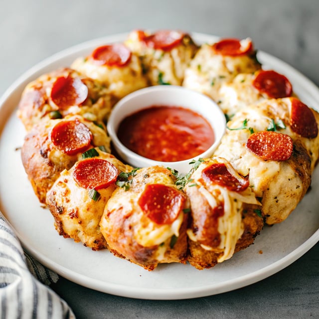 Pepperoni Pizza Monkey Bread with Dipping Sauce