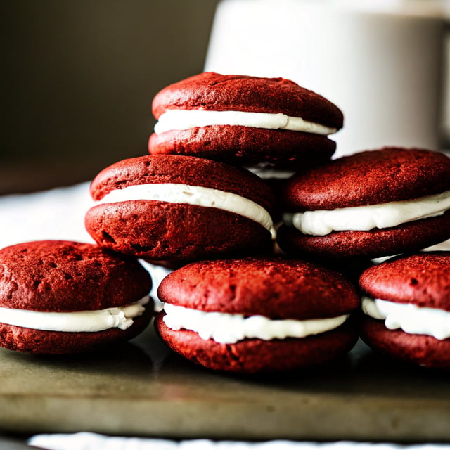 Red Velvet Whoopie Pies with Cream Cheese Filling