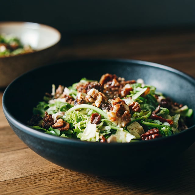 Shaved Brussels Sprouts Salad with Bacon & Pecans