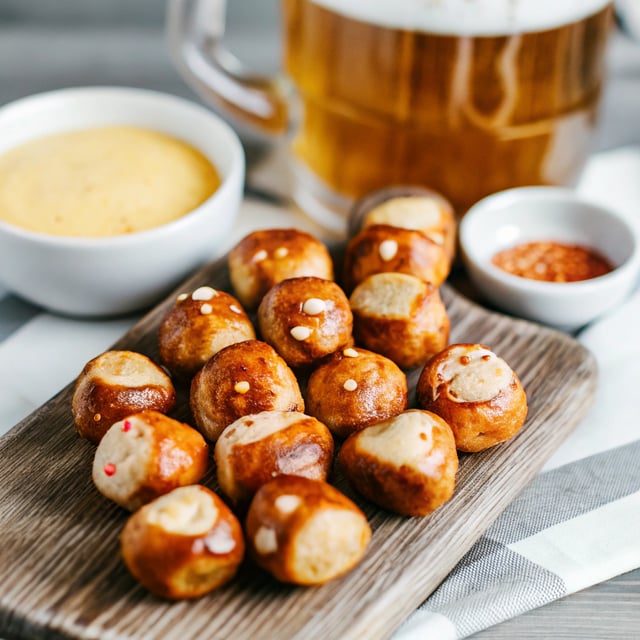 Soft Pretzel Bites with Spicy Cheese Dipping Sauce