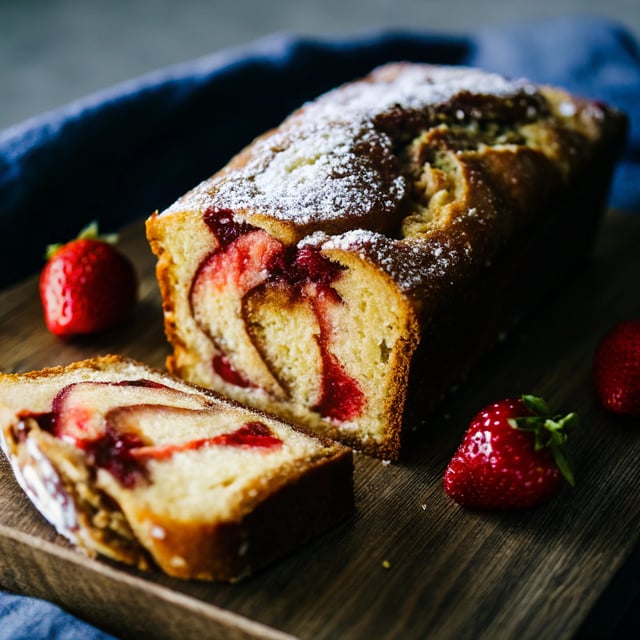 Strawberry Swirl Cream Cheese Pound Cake